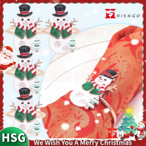 【Fast delivery】Christmas Napkin Rings Metal Snowman Napkin Holder Rings Serviette Napkin Buckle for Christmas Holiday Party Dinner Wedding Banquet Winter Dining Table Decor Elegant Halloween Thanksgiving theme Decorations Gold Elk/Wreath