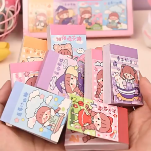 NICE CHILD Stiker Buku Momo Mini 24 Lembar Sticker Note Book Washi Karakter Lucu