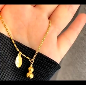 Gelang Kaki Wanita Gelang Titanium Anti Karat Model Labu Keberuntungan Lucky Pumpkin Gold Anklet