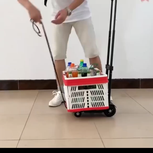 Foldable Shopping Trolley Supermarket Cart Wheels with 2 FREE Suspenable Ropes & Hooks 2-Wheels (Light Weight) 4-Wheels