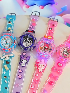 Sanrio Cute Kids Watch 3D Silicone Watch Strap  Kuromi Cinnamon Dog Quartz Watch Boys & Girls Gifts
