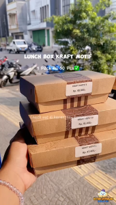 Lunch Box Paper Kraft Motif Ukuran S Isi 50 Pcs