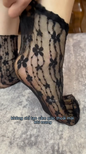 Vớ ren cổ cao nữ GOMTAT chất liệu sợi poly mềm mịn hút ẩm thoáng khí khử mùi êm chân che khuyết điểm - OH-2502-1DOI