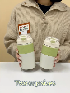 Stainless Steel Coffee Cup Straw Sport Water Bottle Vacuum Thermos Cup Coffee Mug With Straw Double Drinking Coffee Cup