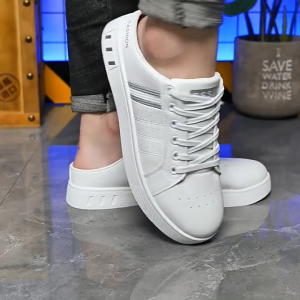 Korean Style Trendy All-Match Student Soft Leather White Shoes: Sports Sneakers & Half-Covered Slippers