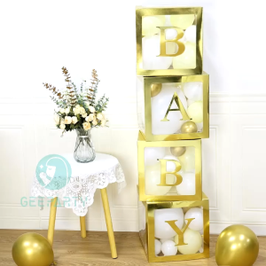 30*30cm Gold Balloon Box with Letter DIY for Birthday Party Decorations Wedding Anniversary Decor