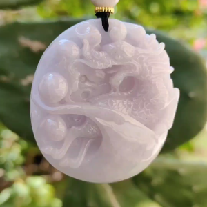 Light Lavender Qilin Natural Type A Jadeite Pendant with certificate weigh 51.04 grams 51.3 * 46.6 * 12 mm symbols of Auspicious peaceful and happy suitable for daily wear (pendant62)