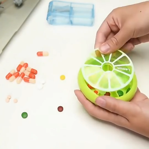 Fruit Shaped Weekly Rotatable Mini Plastic Capsules Pill Box Portable Travel Compartmen Portable Pill Box