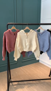 B3974 Milky Way Ribs Knit Hoodie Jacket