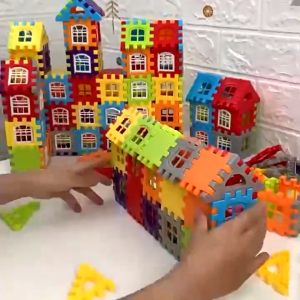 ของเล่นบล็อคตัวต่อ ตัวต่อสร้างบ้านหลากสี เสริมสร้างสมาธิเด็กตัวต่อก่อสร้างประกอบง่ายทําได้หลายรูปทรง
