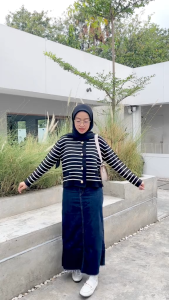 Lissa Korean Fashion Cardigan Knitwear Premium Rajut Katun Atasan Wanita Stripe