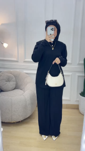 Setelan Muslim Wanita Kaos Knit Rajut Import Salur Terlaris Termurah COD