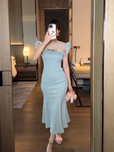 ZYHT EraVogue เดรสผู้หญิง เดรสสีเขียว เดรสหางปลา เดรสแขนกุด เดรสทำงาน เดรสไฮโซ เดรสวินเทจ เดรสออกงาน เดรสปาร์ตี้ ชุดราตรี 50935