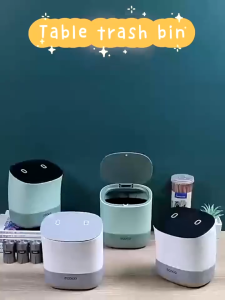 Ecoco Trash Can on the table desktop trash bin Waste Basket 1.5 L Countertop mini Trash Can Little Cute Plastic Small Size Double Layers