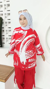 Setelan Merah Putih dewasa wanita one set cargo wania terbaru 2024 Agustusan kekinian-AmirahStore21