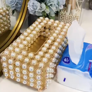 Mi.more Tempat Tisu Emas Cantik Crystal Gold Tissue Box Bling