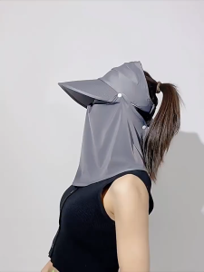 Pinapple ฤดูร้อนแสงบางครีมกันแดดหมวกผู้หญิงผ้าไหมน้ำแข็งหน้ากากครีมกันแดดหมวกกลางแจ้งขี่จักรยานหมวกดวงอาทิตย์