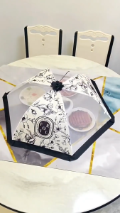 WHL Foldable Food Cover Tudung Saji Umbrella Design Breathable Mesh Lace Dishes Cover Anti-flies Food Cover 菜盖蕾丝菜罩