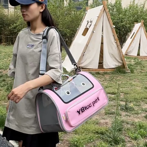 กระเป๋าสัตว์เลี้ยง กระเป๋าสะพายข้างหรือไหล่ ระบายอากาศดี กระเป๋าสัตว์เลี้ยง กระเป๋าสีขอบด้านข้าง ผ้าฝ้าย และผ้าลินิน โพลีเอสเตอร์ หน้าต่างกันสาด