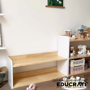 EducratePH Wooden Montessori Open Shelf (White / Natural)