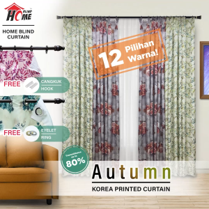 HOME BLIND Curtain Autumn VOL.2 / Langsir Korea Printed Semi Blackout Curtain/ Curtains Hook & Ring / French Pleat & Grommet Top