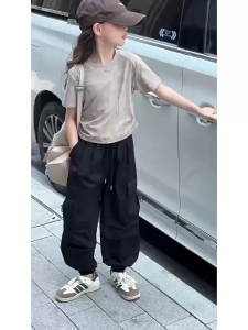 SweetKids พร้อมส่งจากกทม🌸กางเกงคาร์โก้เด็ก🍓กางเกงขายาวลำลองบางๆหลวมๆ ฮิปฮอปลำลอง สไตล์กีฬา ฤดูร้อน