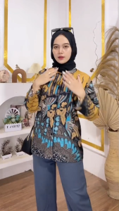 Blouse Batik Wanita Motif Terbaru JUMBO M L XL XXL XXXL - baju kuliah dan kerja banyak pilihan motif - harga grosiran Atasan Panjang Kantor Top Casual Santai