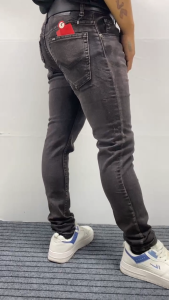 Men's Stretch Korean Fashion Skinny Fit Baggy Acid Black Jeans