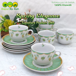 6 Psg Cangkir & Alas Motif Spring Elegance / Tea Cup & Saucer Set