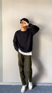 Celana Cargo panjang pria dewasa model slimfit ukuran jumbo bigsize bahan katun twill berkualitas