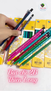 Hộp 10 Cây Bút Chì Gỗ 2B Thiên Long - Thân Bút Lục Giác Dễ Cầm Nắm - Văn Phòng Phẩm Học Sinh - Rubik 77