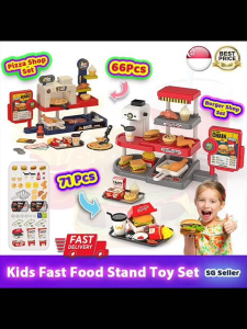 【SG Ready Stock】71Pcs/66Pcs Mini Fast Food Chain/Pizza Shop/Burger Shop★Kids Pretend Play Toy Set✅Children Stimulated Restaurant/Cooking Toy✅Christmas/Birthday Gift/Present Idea✅