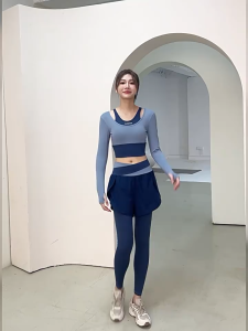 【Siap】 legging rok olahraga wanita High Waist Legging Olahraga Celana Saku OlahragaWanita Dwi Lapisan 2 in 1 Senam Yoga Gym Running