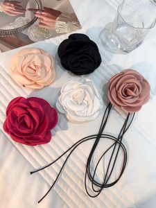 Choker Hoa Hồng đen đỏ vòng cổ dây nơ đeo cổ nữ cá tính thời trang Hàn Quốc