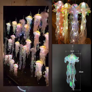 Đèn lồng sứa đầy màu sắc Đèn sứa đầy màu sắc phát sáng cầm tay trang trí phòng...