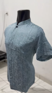 Timofey Baju Kemeja Koko Muslim Pria Lengan Pendek Slim Fit Premium Kerah Shanghai Baby Blue