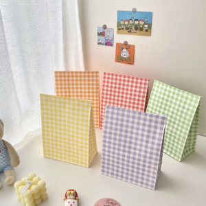EC 50Pcs Candy Color Theme Paper Bag Takeout Bag For Food/Drinks Aesthetic Disposable