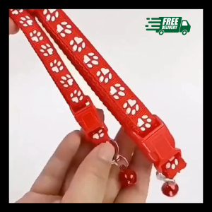 Kalung Kucing Berlonceng Ukuran Bisa Diatur Motif Jejak Telapak Aksesoris Hewan