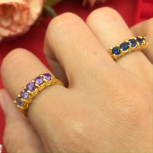 แหวนทองฝังพลอยเรียง สีขาว ม่วง ไพลิน เสริมบารมี ใส่ได้ทุกโอกาส เรียหรู ทองหุ้ม แหวนแฟชั่น ชุบทอง ดีไซน์สวย พร้อมส่ง