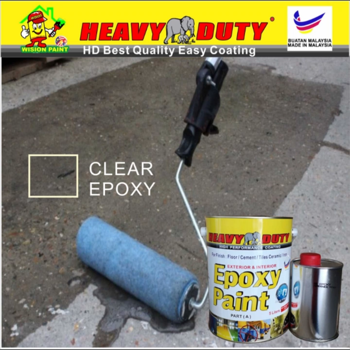 5L CLEAR EPOXY HEAVY DUTY PAINT / epoxy floor paint / cat epoxy lantai ...