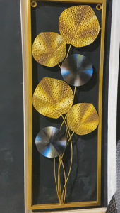 Walldecor Berkah: Hiasan Dinding Besi 85x31 Frame Metal Gold Wall Dekor Nordic Daun Bunga Leaf Gingko