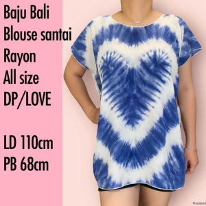 Laris998shop BAJU BALI BLUS SANTAI WANITA MOTIF LOVE ALL SIZE REAL PICT