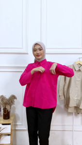 KEMEJA WANITA OLIVIA OVERSIZE - Kemeja Cewe Bahan Linen Model Terkini