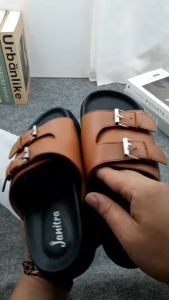 JANITRA OFFICIAL SHOP || Aurora Sandal Wanita Platform Slide Gesper Hitam Sendal Cewek