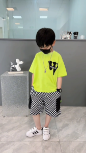 Terno for Kids Boy Neon Green & Racing-Themed Short (porma look) 1-5yrs old C89