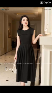 Đầm xòe không tay xếp li thiết kế cao cấp Laeem DesignLD3K24001 chất liệu đũi hàn đầm xòe xếp li cổ thủy thủ