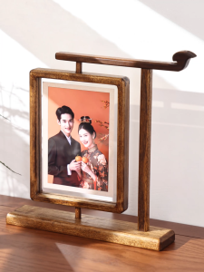 Personalized Rotatable Teak Photo Frame Family Photo Frame Vertical Photo Frame Stand Gift Desktop Photo Display Stand Billboard