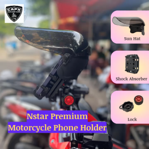Giá đỡ điện thoại xe máy cao cấp Nstar khóa giảm chấn nón che nắng