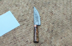 Dao Bầu nhỏ thái lọc đa năng lưỡi dao bằng thép nhíp xe lưỡi dài 18 cm cán gỗ quý cẩm chỉ