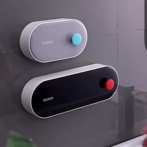 Ecoco Soap Holder Wall Mounted Soap Box Bathroom Flip Cover with Lid Fast Draining soap organizer for bathroom